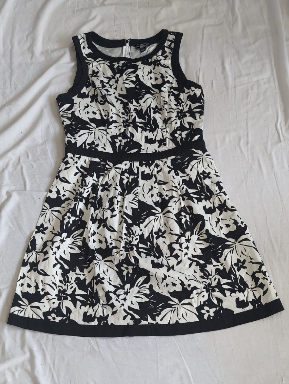 American Living Black & White Floral Fit-and-Flare Dress